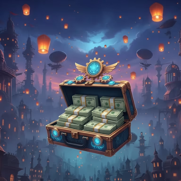 Open chest stacked with cash bundles highlighting casino bonuses at Winningzrush Casino